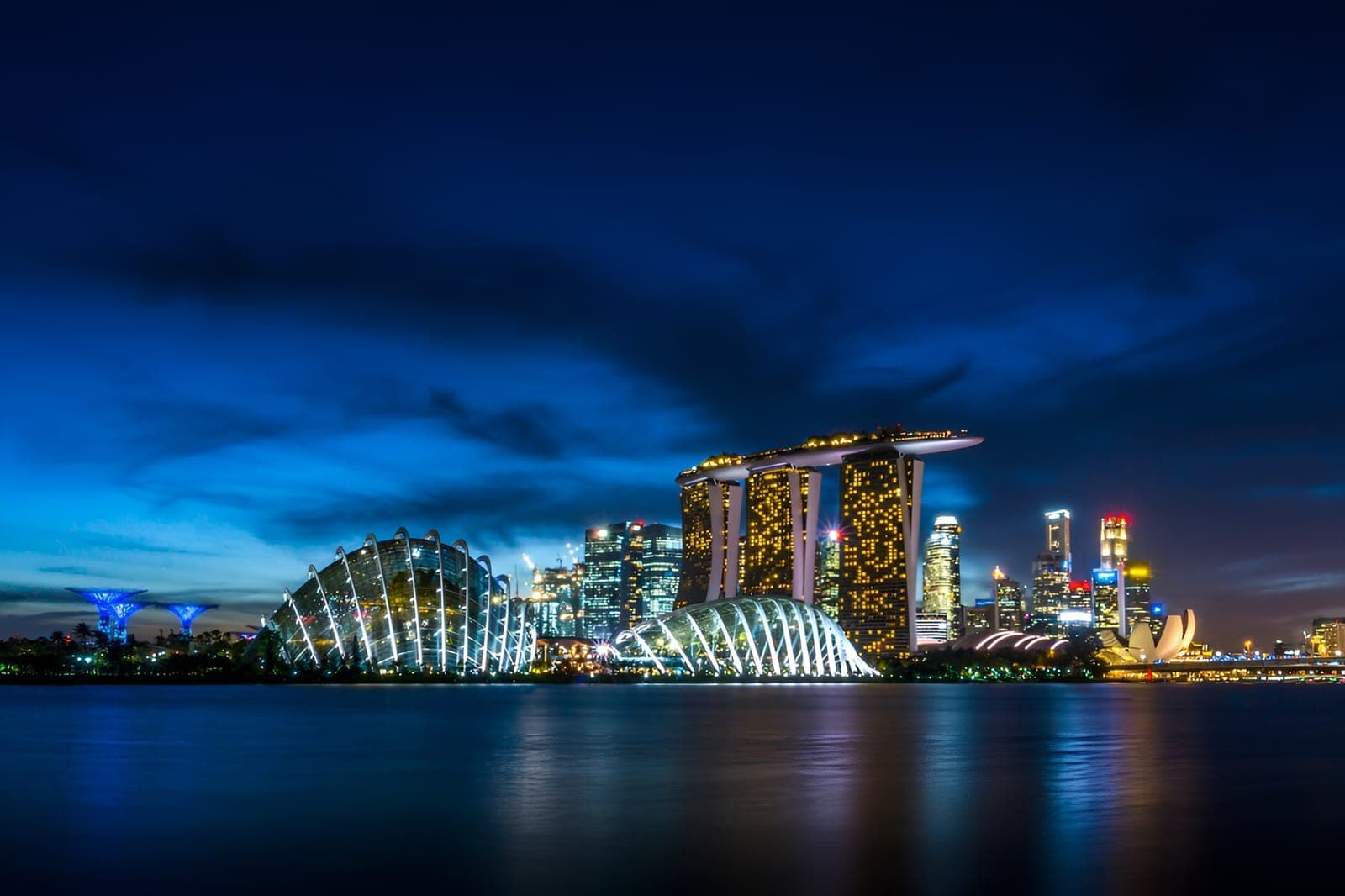 Singapore waterfront at blue hour
